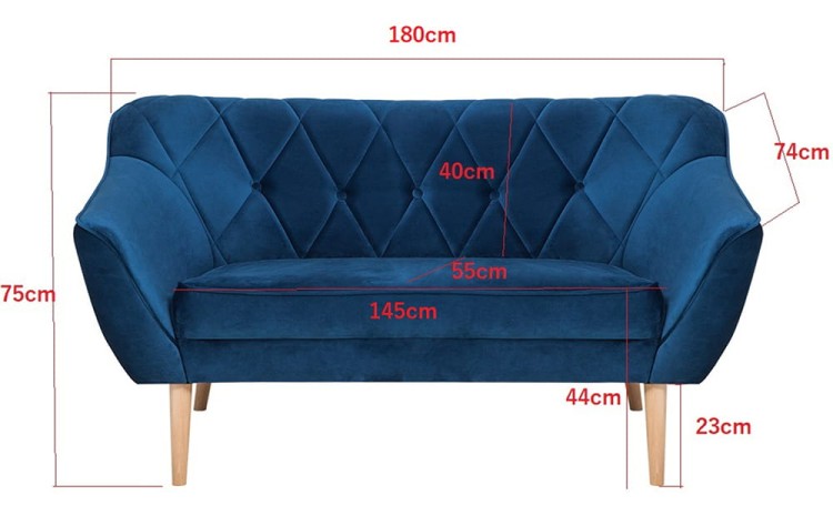 Sofa skandynawska SKANDO 3 wymiary